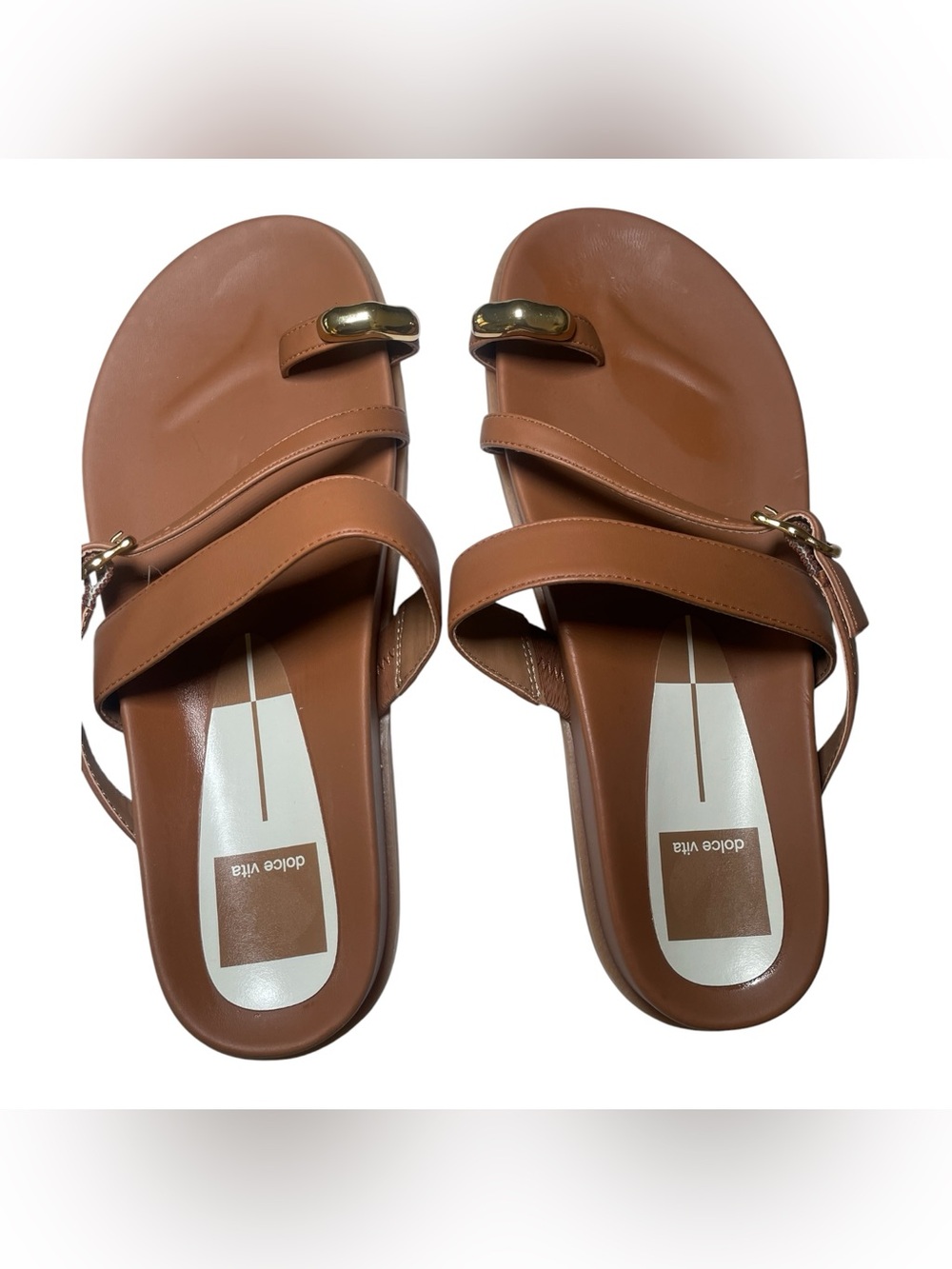 Dolce Vita Darion Sandals Brown Leather Strappy Slide Sandals Size 7.5 NWOB